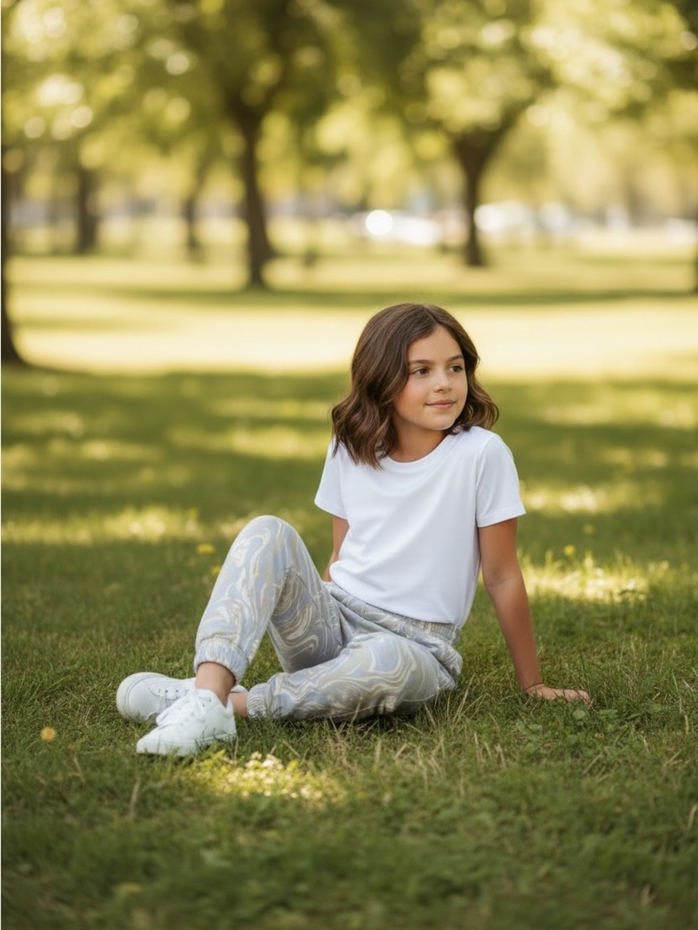 Girls Blue and Tan Marble Sweatpant/ Jogger by Art Class sizes Medium or Large